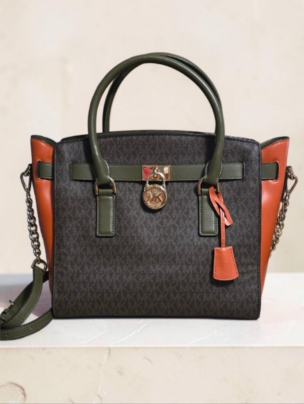 Michael Kors Hamilton Color Block Signature Coated Canvas & Leather Bag